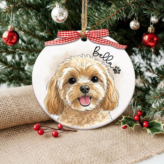 Personalized Watercolor Photo Horse, Dog, Cat... Ornament, Pets, Animal Lover Gift, Equestrians Keepsake, Xmas Farm Gift