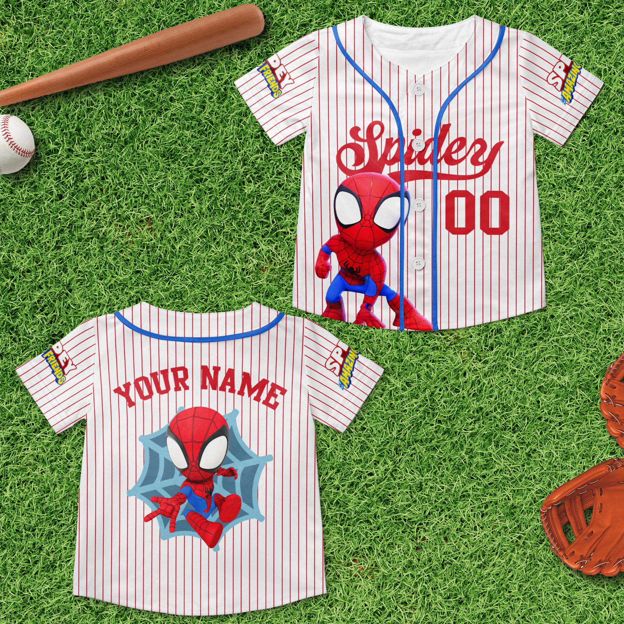Personalized Set - Personalized Spidey and His Amazing Friends Baseball Jersey - Superhero Spidey Family Shirts (v3)_1