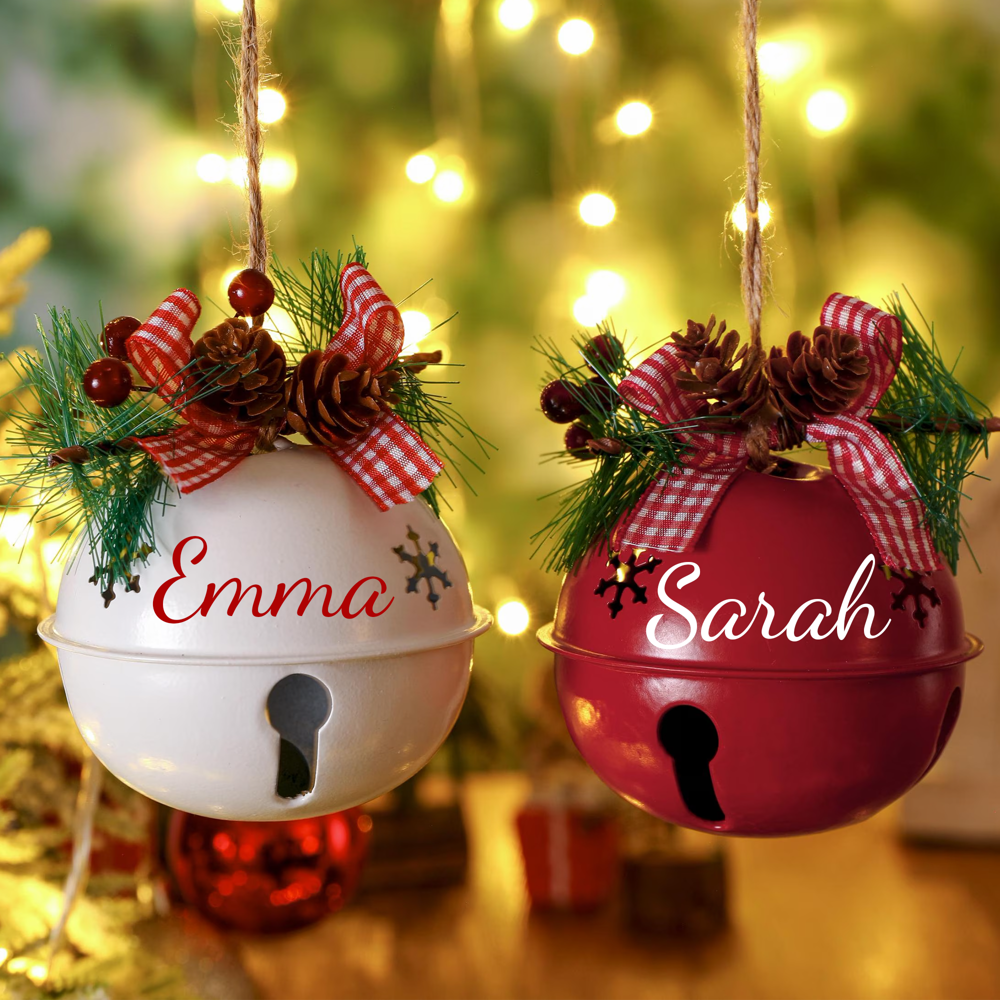 Set - Personalized Christmas Tree Ornament - Custom Name & Year's Jingle Bell - Custom 2025 Jingle Bell - tiennm_2
